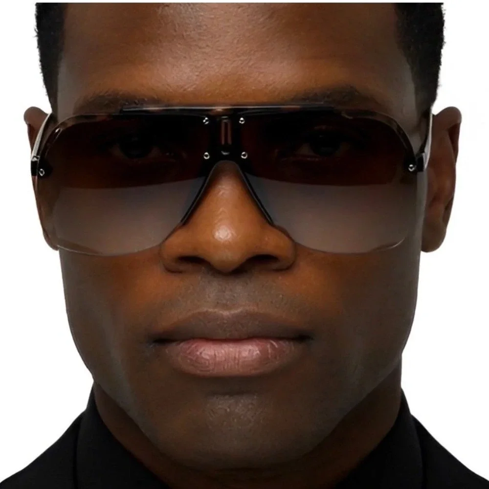 Sunglasses Brown Lens Shield Visor Flat Top Brown Tortoise Fashion Shades Lentes